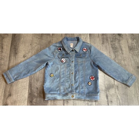 Disney Denim Jacket Youth Girls 10 Blue Distressed Stretch Applique Minnie - Picture 1 of 10